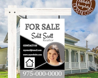 Real estate yard sign template | home for sale sign | Realtor marketing | For sale signage | 100% Customizable | For sale | yard sign | Sold