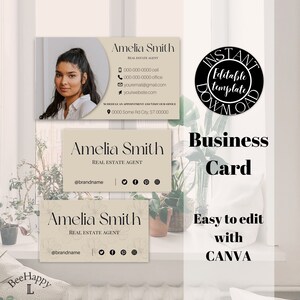 Business card template | DIY template | Entrepreneur marketing | Realtor business card | Real estate marketing | Real Estate Agent | canva