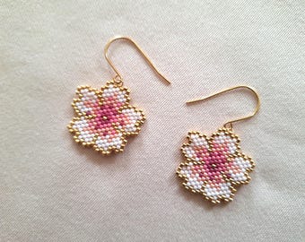 Beed Cherry Blossom Earrings/Cherry Blossom/Sakura/Spring/Flowers