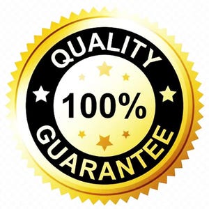 May include: A gold and black circular seal with the text "QUALITY 100% GUARANTEE" in white lettering.