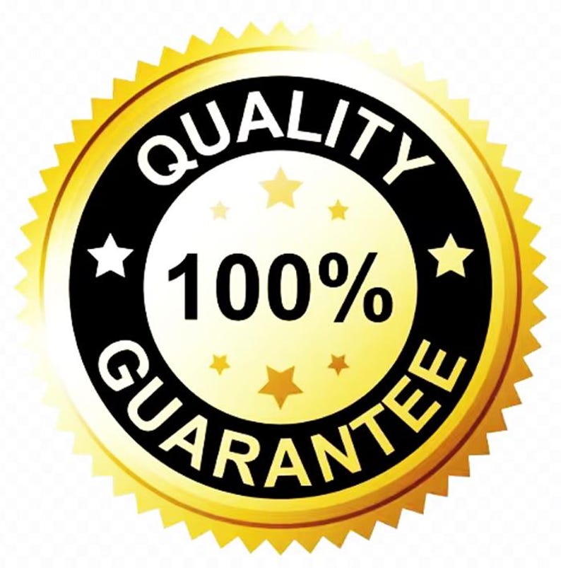 May include: A gold and black circular seal with the text "QUALITY 100% GUARANTEE" in white lettering.