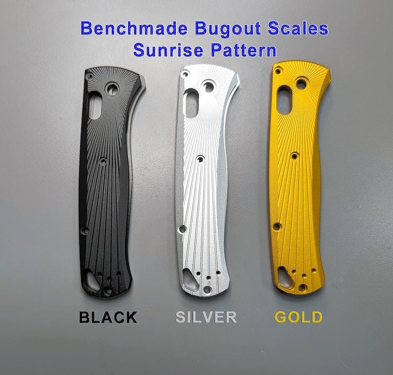 2-Piece Brushed Custom Pattern Scales For Benchmade Bugout 535 – Aluminum Alloy, Black