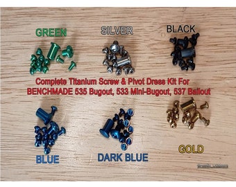 Titanium Complete Screw & Pivot Set For Benchmade Bugout 535, Mini Bugout 533, or Bailout 537 - 6 Colors