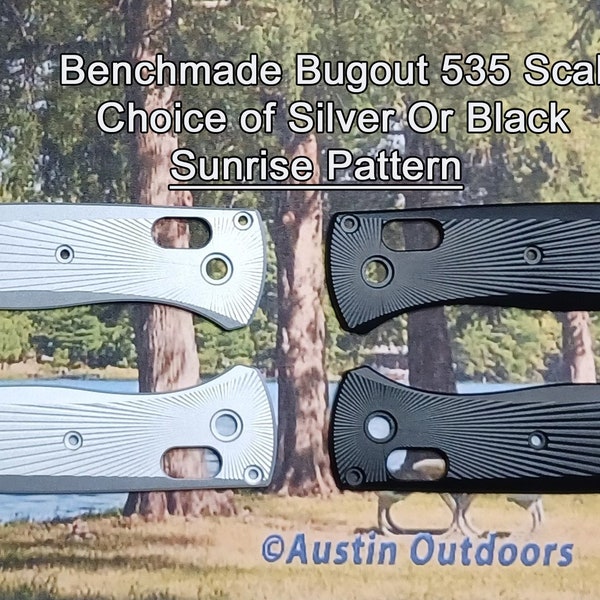 Básculas de aluminio personalizadas Bugout 535 de Benchmade - Patrón de amanecer - Solo básculas - Negro, Plata