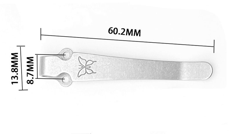 May include: A silver metal butterfly-shaped money clip with a 6.02 inch length, 1.38 inch height, and 0.87 inch width.