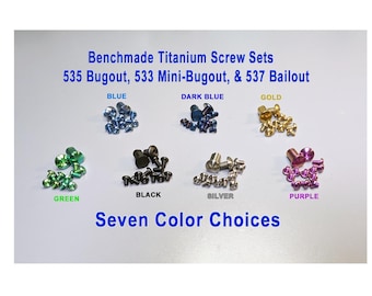 Titanium Screw & Pivot Set for Benchmade Bugout/Mini/Bailout - 7 Colors