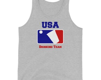 USA Drinking Team Funny Party Beer Pong Graphic Unisex Tank Top