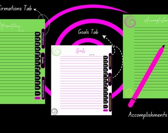 My Digital Planner #7 Affirmations Goals And Accomplishments / iPad/Tablet GoodNotes Weekly/Yearly Planner With Hyperlinks For Customization