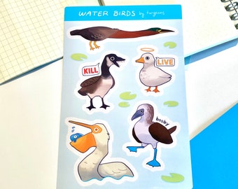 Water Birds Clear Vinyl Sticker Sheet Kiss-Cut Ornithologist Biologist Birdwatcher