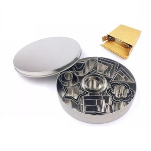24 Pieces Metal Polymer Clay Shape Cutters, Cookie Cutter Set, Jewellery Making Tools Supplies, Circle Square Heart Star Flower Triangle