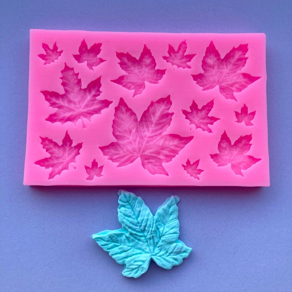 Maple Leaf Silicone Mould, Autumn Fall Plant Polymer Clay Mold, Resin Art, jewellery making Charm supplies tools, craft cutters