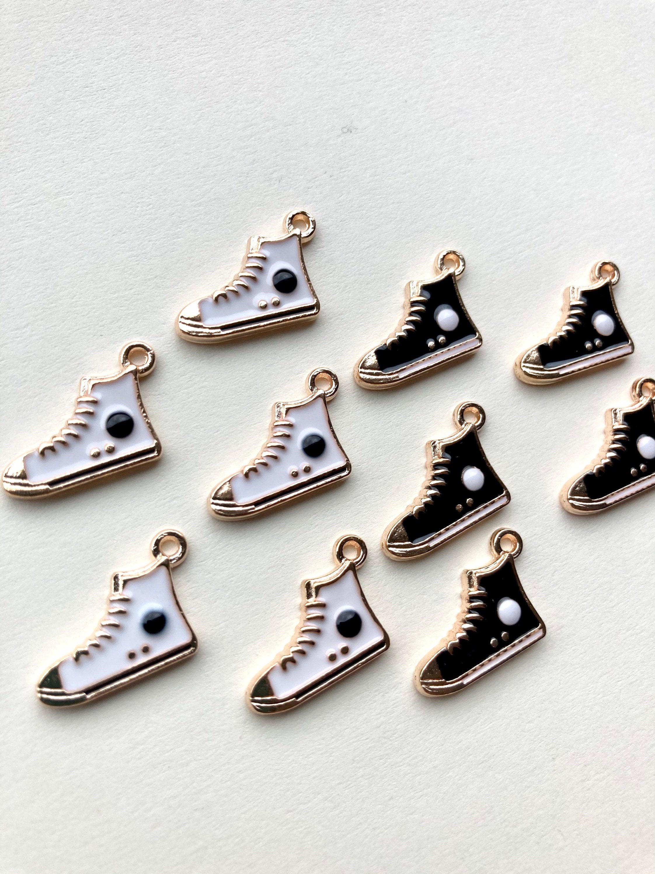 10 Sneaker Converse Charms Black and White Jewellery Making Etsy