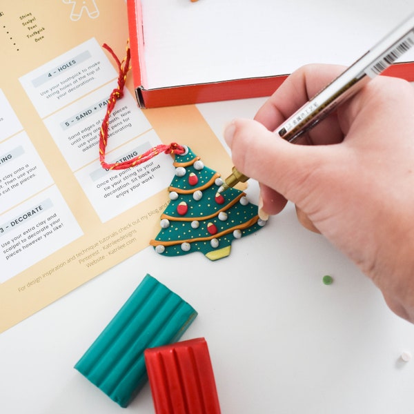 Katrilee Faites vos propres décorations de sapin de Noël, kit d’ornement en argile polymère, activité artisanale familiale de Noël, décoration intérieure personnalisée