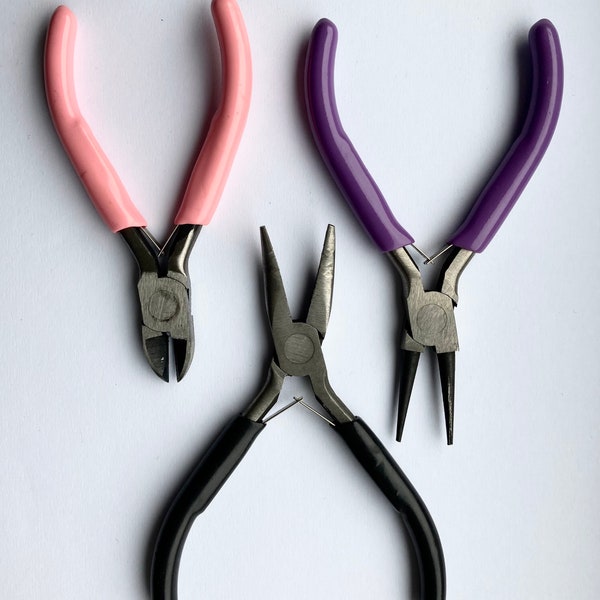 Set Jewellery Mini Pliers, Jewellery Making Tools and Supplies, Pliers Wire Cutters, round nose plier, curve nose