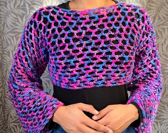 Handmade Mesh Shirt/ Crochet Shrug/Bolero/ Y2K Crochet Mesh