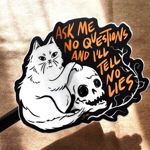 Skull Cat Sticker / Creepy Cat Sticker / Halloween Sticker/ Cat Vinyl Sticker / Waterproof Sticker /Hydroflask Sticker