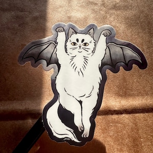 Bat Cat Sticker / Halloween Cat Sticker / Halloween Sticker/ Cat Vinyl Sticker / Waterproof Sticker /Hydroflask Sticker