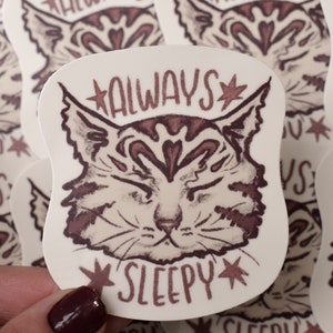 Always Sleepy Vinyl Sticker / Cat Nap Sticker / Cute Cat/ Vinyl Sticker / Waterproof Sticker /Hydroflask Sticker / Laptop Sticker