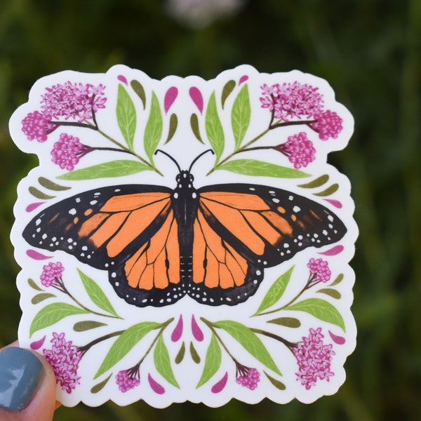 Monarch Sticker/ Support Your Local Pollinators Sticker / Hydroflask Sticker / Butterfly Sticker/ Vinyl Sticker / Waterproof Sticker