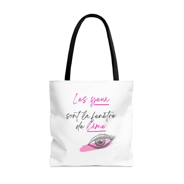 French Sayings - French Tote Bag - The Eyes Are The Windows Of The Soul Bag - Tote Bag with Typewriter Type