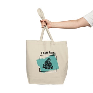 reusable grocery bag - farm fresh eggs - chicken lady tote - canvas tote - grocery tote - durable shopping tote - shopping bag