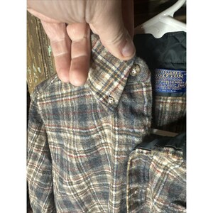Vintage Pendleton Shirt Mens XL Brown Blue Plaid Wool Flannel Made USA 90s image 12
