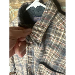 Vintage Pendleton Shirt Mens XL Brown Blue Plaid Wool Flannel Made USA 90s image 11