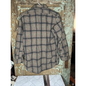 Vintage Pendleton Shirt Mens XL Brown Blue Plaid Wool Flannel Made USA 90s image 6