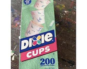 Bicchieri vintage Dixie Cups Paint Strokes da 3 once, 1995, confezione aperta, 111 bicchieri Paint Strokes