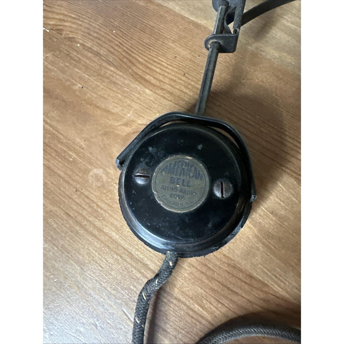 VINTAGE American Bell Radio Corp. Headset Headphones 1920s Crystal Radio CHICAGO, foto 2 di 5