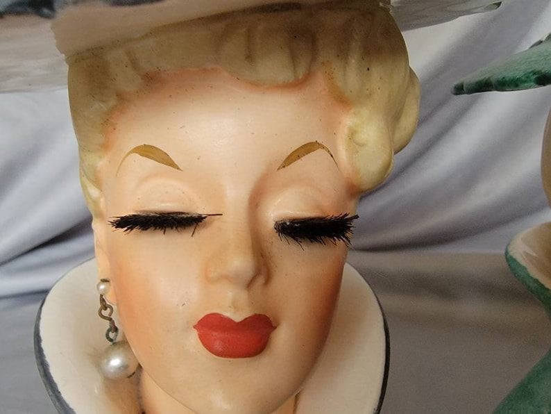 RARE PAIR Vintage Lady Head Vases NAPCO Etsy