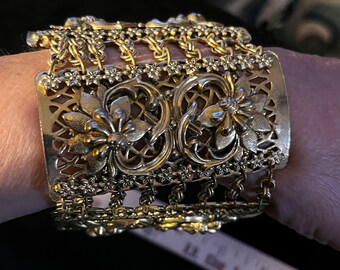 Pulsera vintage Freirich en tono dorado, diseño francés de los años 50