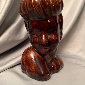 RARE Vintage Brown Lady Head Vase