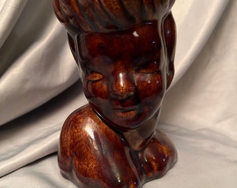 RARO Jarrón Vintage Brown Lady Head