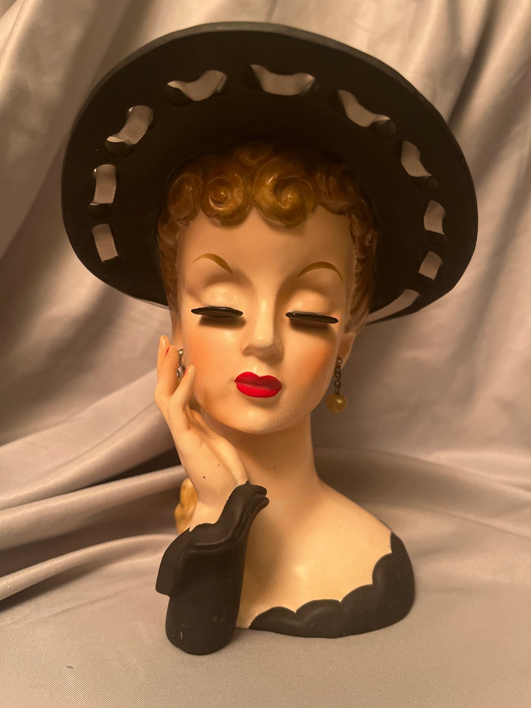 Vintage NAPCO 1959 Lady Head Vase Etsy