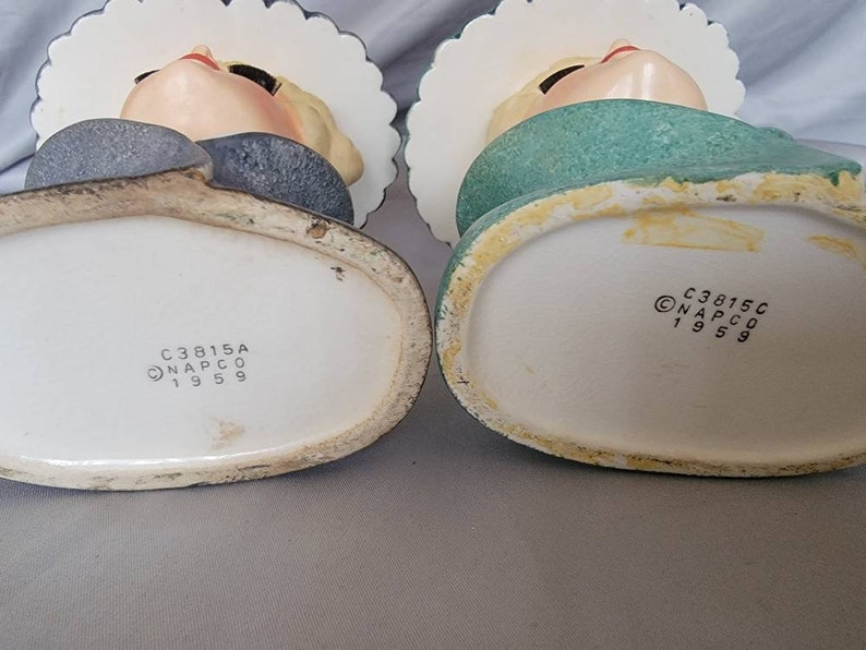 RARE PAIR Vintage Lady Head Vases NAPCO Etsy
