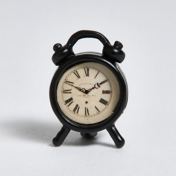 Wichtel Wecker Uhr schwarz Miniatur