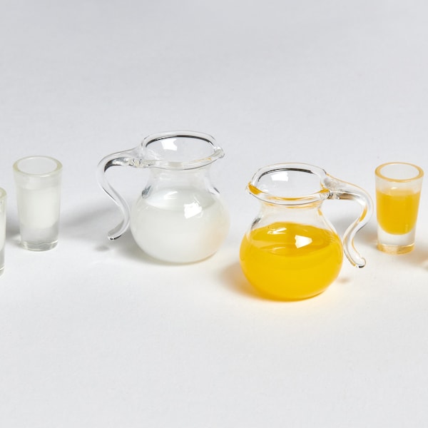 Wichtel Orangensaft Milch Gläser Miniatur