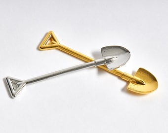 Wichtel Schaufel Metall Gold Silber Miniatur