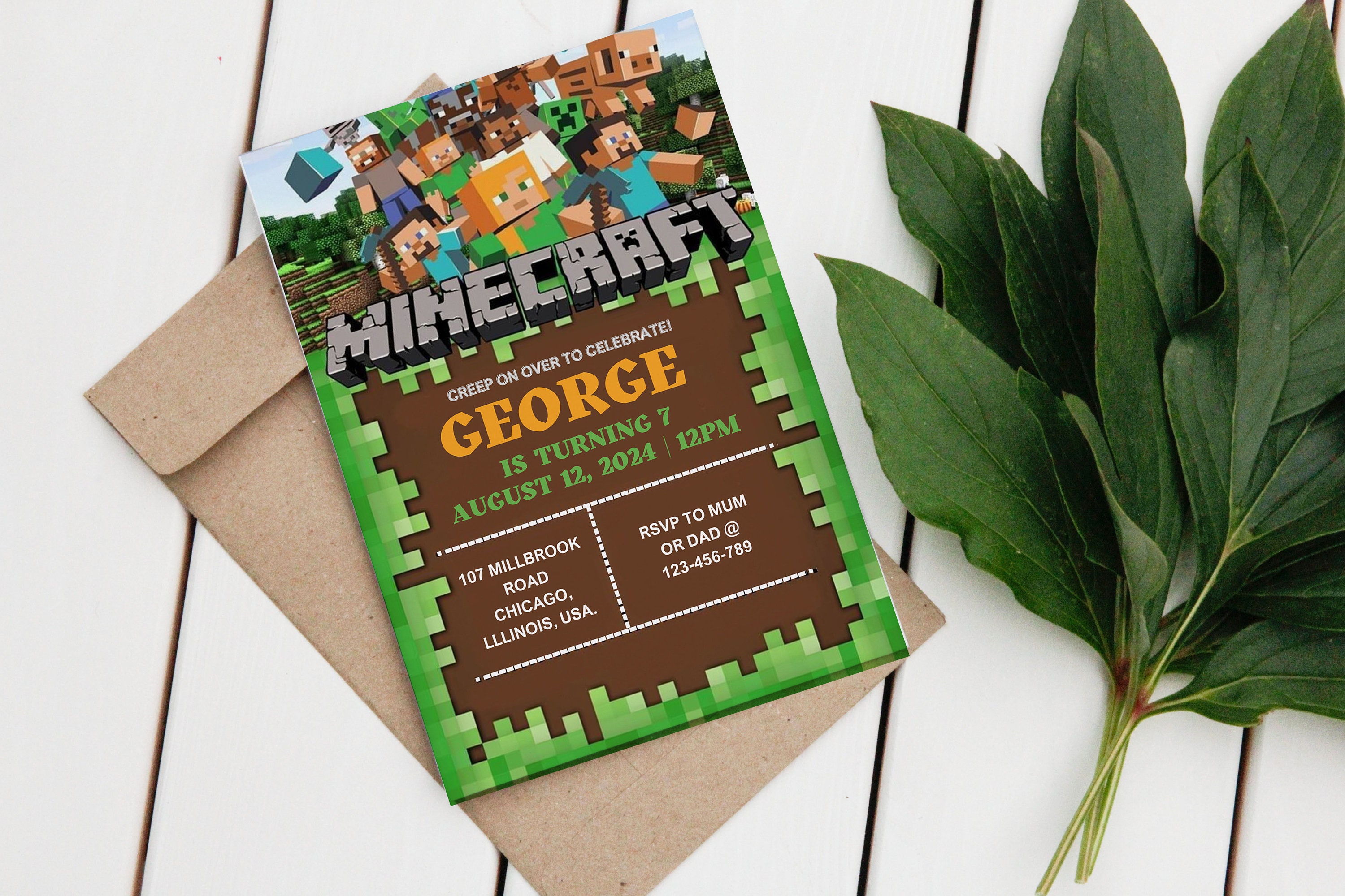 Minecraft Birthday Invitation Template Editable Mine Craft Birthday
