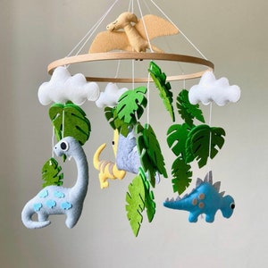 Dinosaur baby mobile, dinosaur nursery decor, dinosaur crib mobile, baby shower gift, newborn gift, luxury baby gift