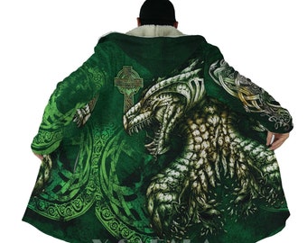3D Thick Warm Hooded Cloak for Men Tattoo Symbol Viking Armor Overcoat Coat 3D Print Windproof Fleece Cape Robe Hooded Blanket