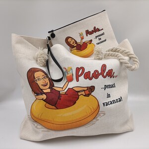 Beach bag + avatar clutch bag in soft jute