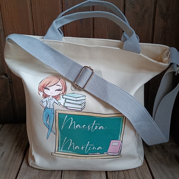 Borsa tela Maestra personalizzabile con nome