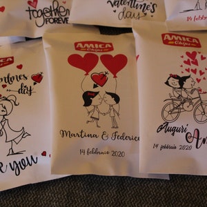 6 sacchetti di patatine personalizzate per San Valentino