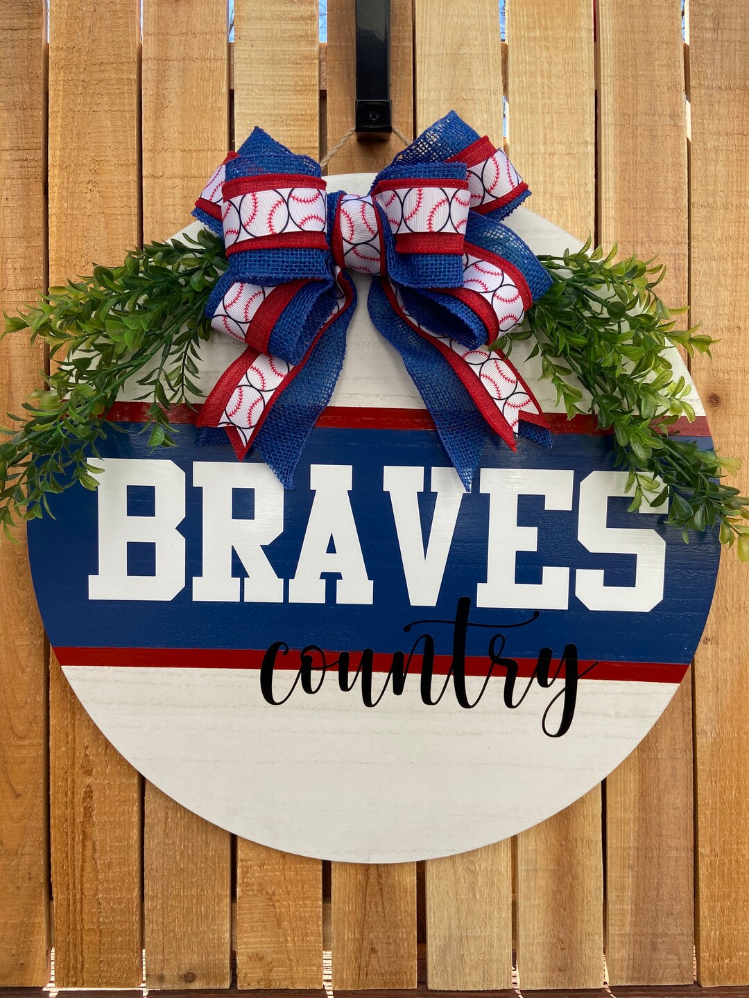 Braves Country Door Hanger Atlanta Baseball Wooden Etsy