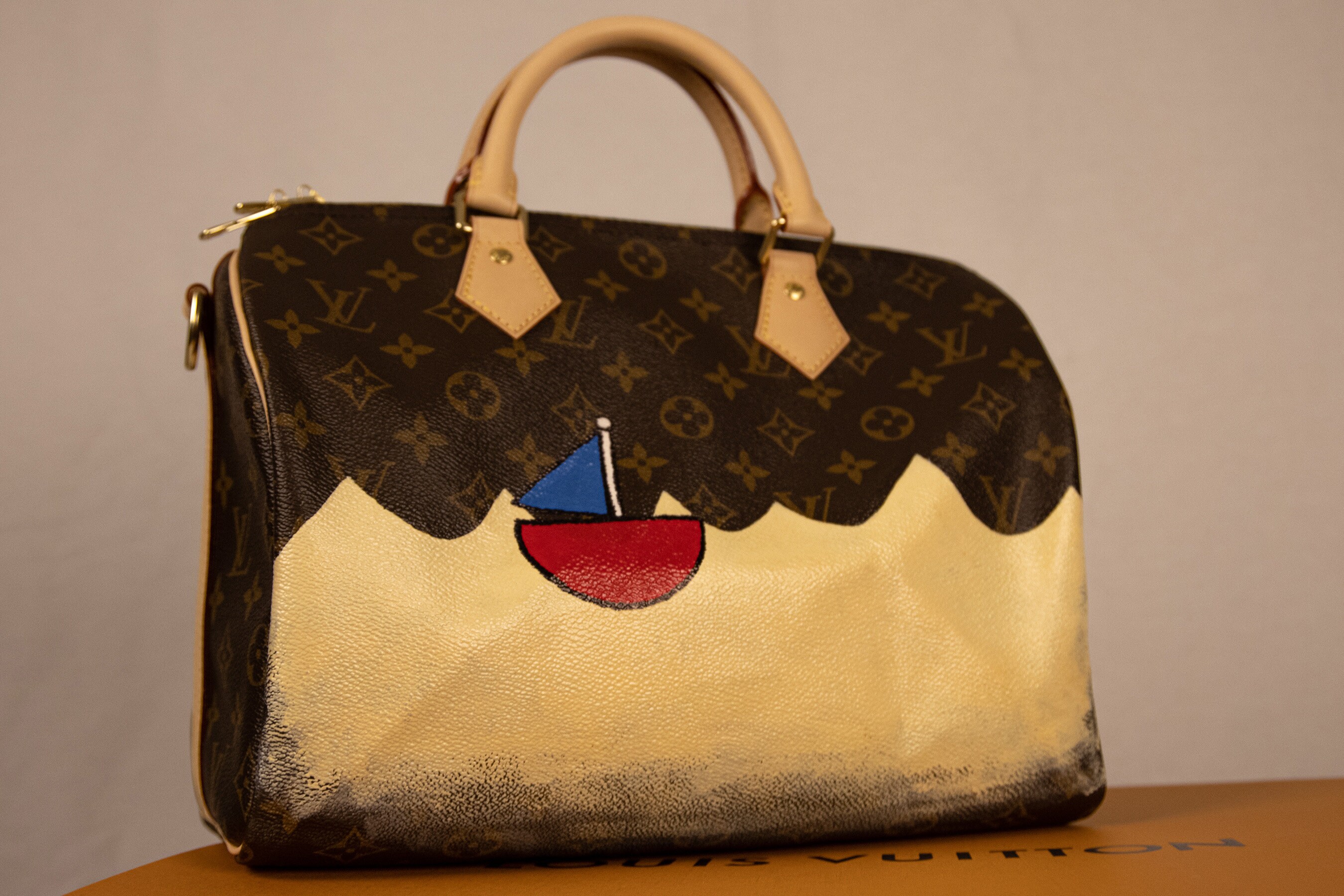 Vintage Louis Vuitton Speedy 30 Customized Hand Painted at 1stDibs