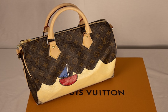 Louis Vuitton Monogram Hand Painted Speedy Bag 30 Brown