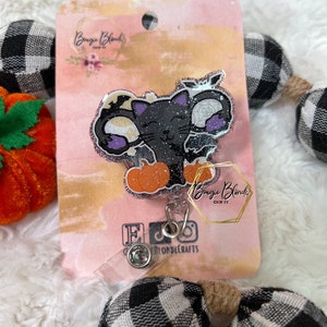 Cat Uterus Halloween Nurse OBGYN Medical Teacher Glitter Acrylic Badge Reel/ Clip