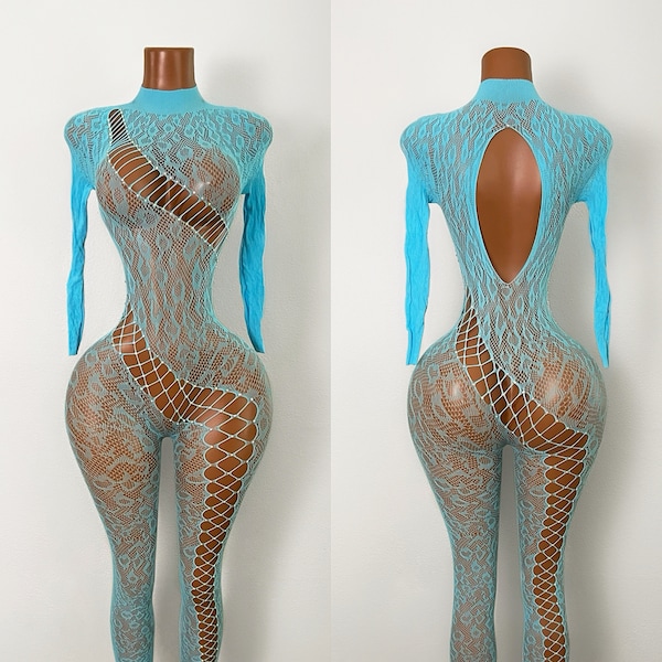 Exotic Cheetah Body Stocking with Rhinestones